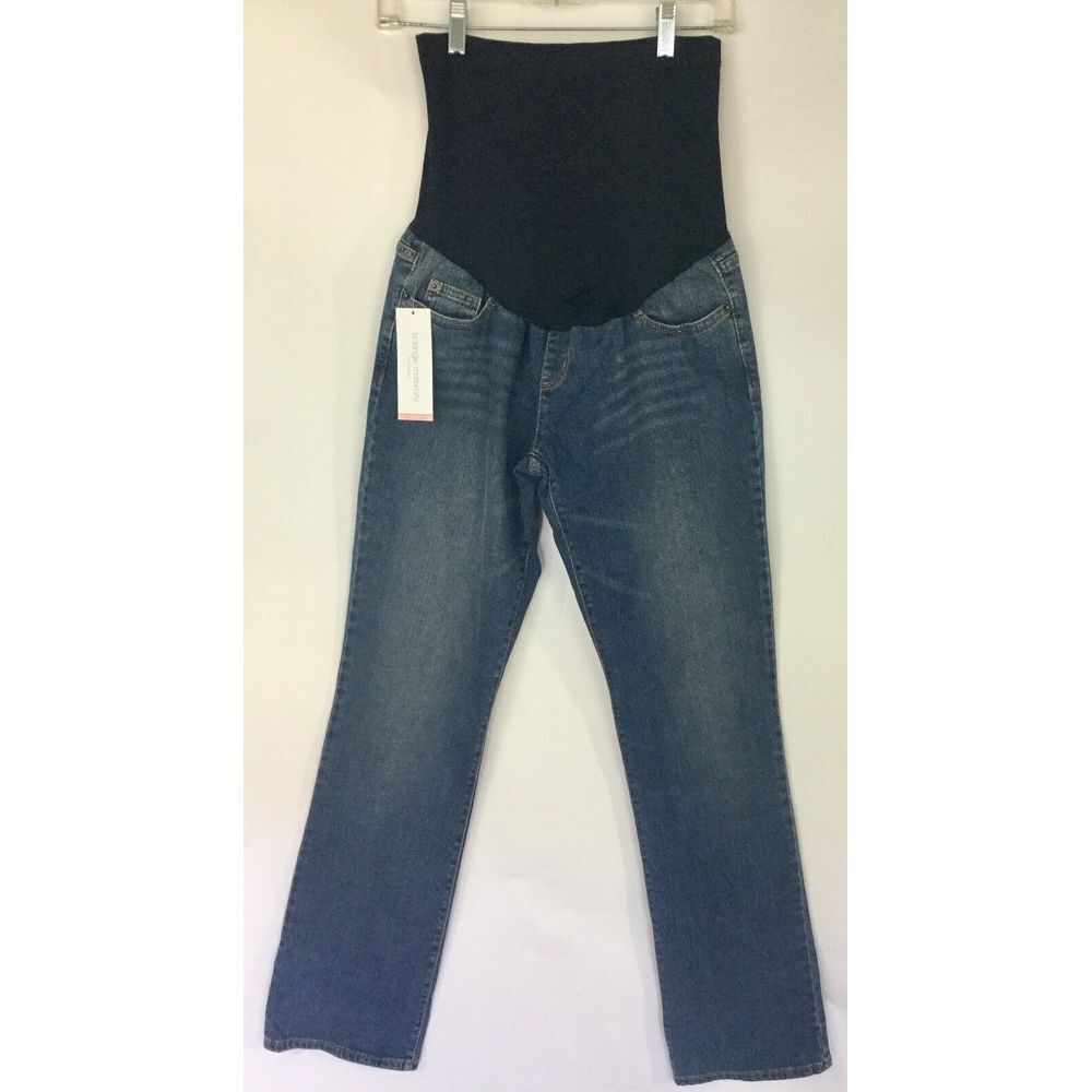 NWT Liz Lange Maternity Jeans Pants Over-the-Belly Denim blue Sz 2 straight leg